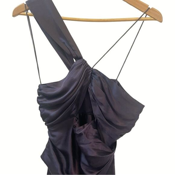 THE SEI Silk One-Shoulder Cut-Out Gown in Fig Color - Picture 7 of 15